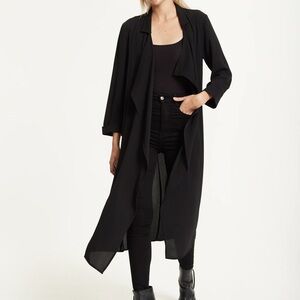 Elegant Black Long Duster